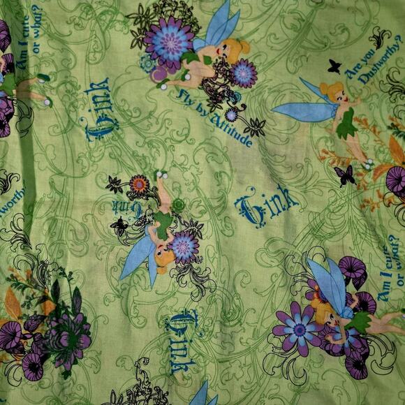 1Tinkerbell Pillowcase Standard 20x29 Fairy Tink Pixie Dust Flowers Green Purple - Picture 7 of 11